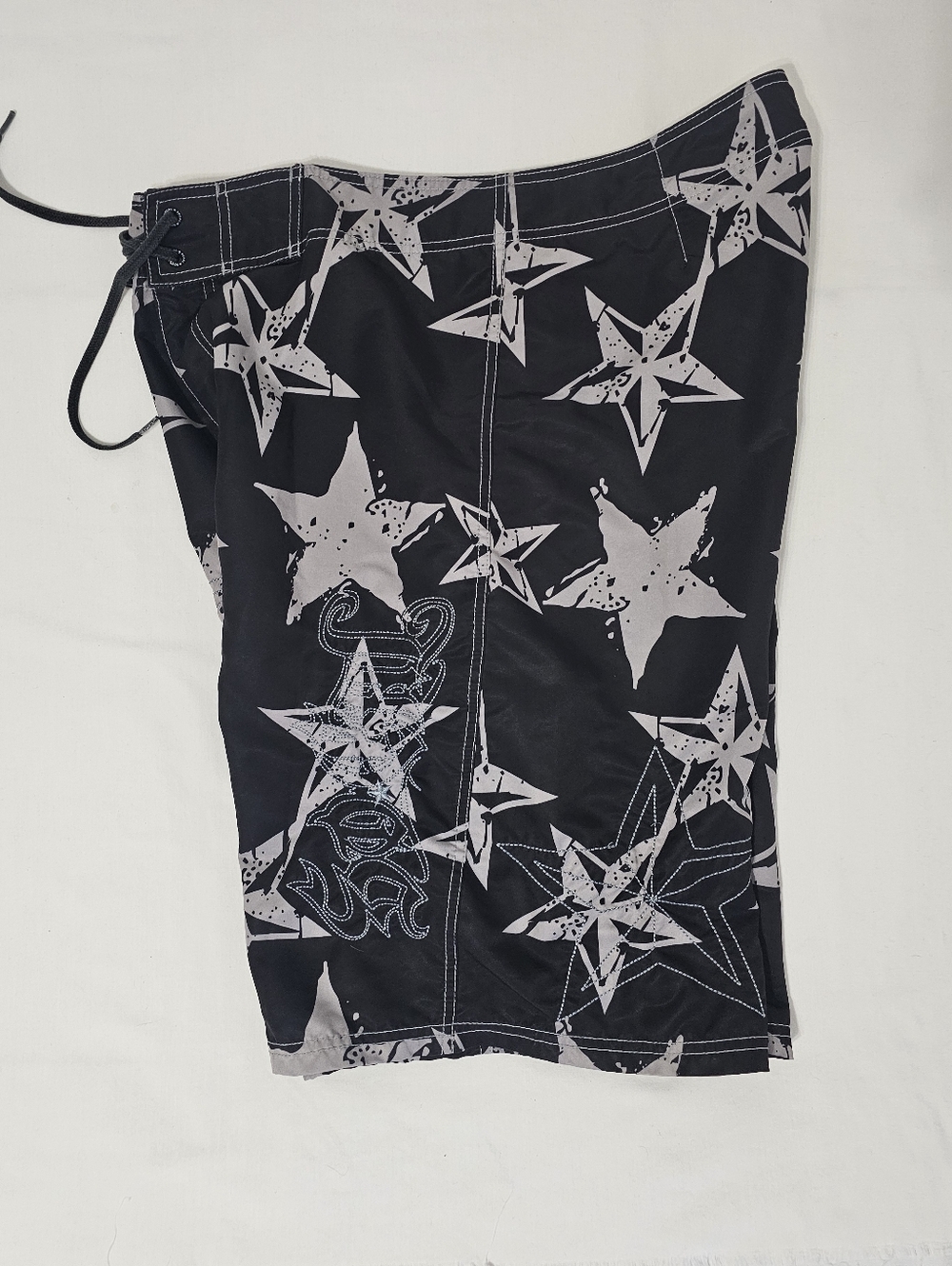SoCal No Fear Y2k Boardshorts 36 Black White Star Print Y2K Surf  Swim Trucks - Picture 3 of 7